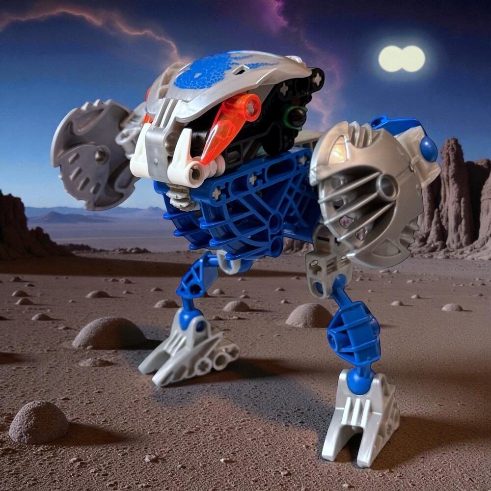 Vintage LEGO BIONICLE Gahlok-Kal Blue Orange 8578 Set with Canister Complete Set